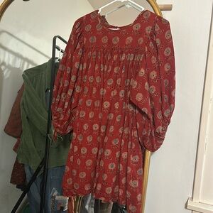 Christy Dawn Regan Dress Farm to Closet size Medium red floral block print